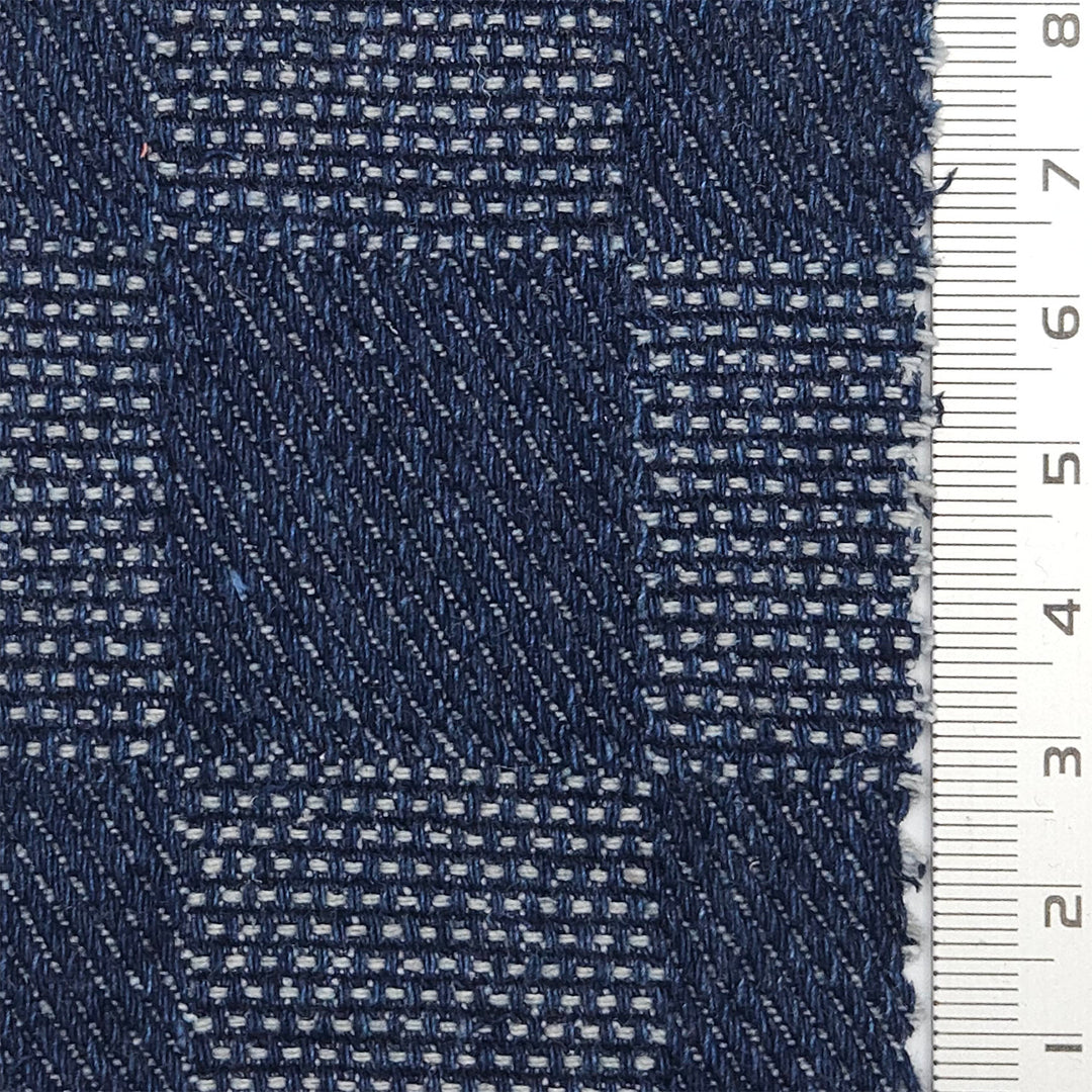 1.Navy blue-2.Denim blue-3.Light blue-4.Sage green-Swatch - Vintage Check Denim YarnDyed Cotton Woven Fabric - FAB 1775