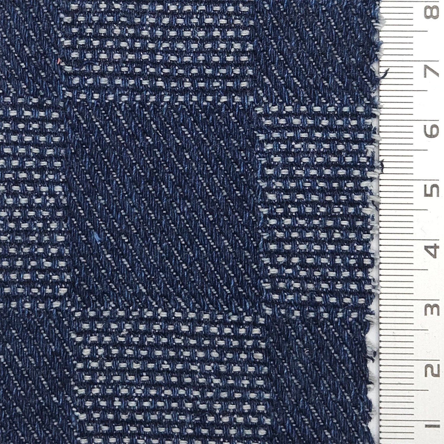 Vintage Check Denim YarnDyed Cotton Woven Fabric - FAB 1775 - 1.Navy blue