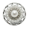 Elegant Crystal & Pearl Button, 21mm, Silver Setting, Ornate Design, Fashion Accent - FBTN230 - Silver / 21mm 