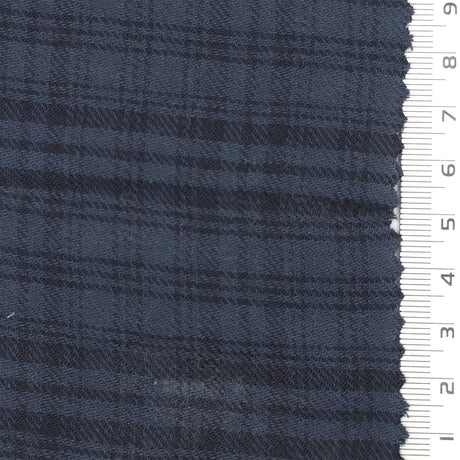 Navy Blue Check Cotton Rayon Woven Fabric - FAB1826