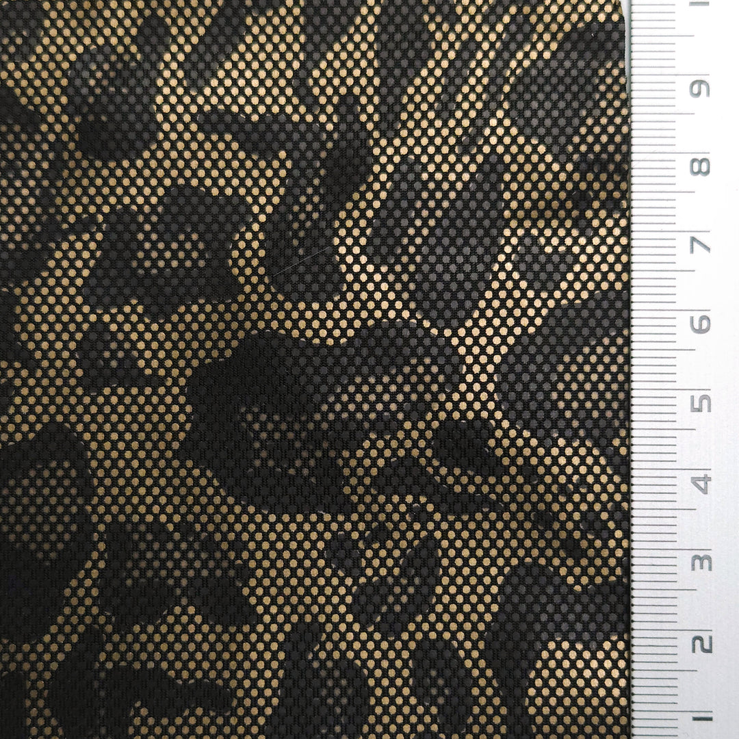 1.Gold (Animal)-2.Silver (Animal)-3.Black (Square)-4.Silver (Square)-5.Black (Dot) - Foil Spandex Polyester Knit Fabric - FAB 1566