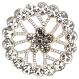18mm Silver Rhinestone Web Button, Delicate Crystal Design, Subtle Sparkle - FBTN241 - Silver / 18mm 