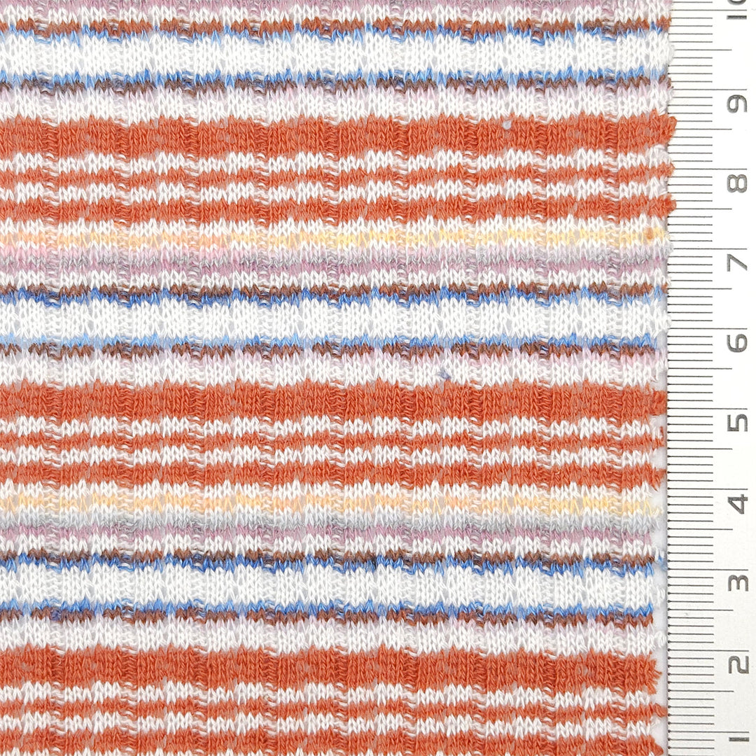 1.Red-2.Green-3.Pink-4.Light blue-5.Black - Stripe Rib YarnDyed Cotton Knit Fabric - FAB 1777