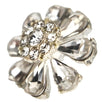 18mm Crystal Flower Button, Clear Rhinestones, Silver Setting, Pear - Shaped Petals - FBTN252 - Silver / 18mm 