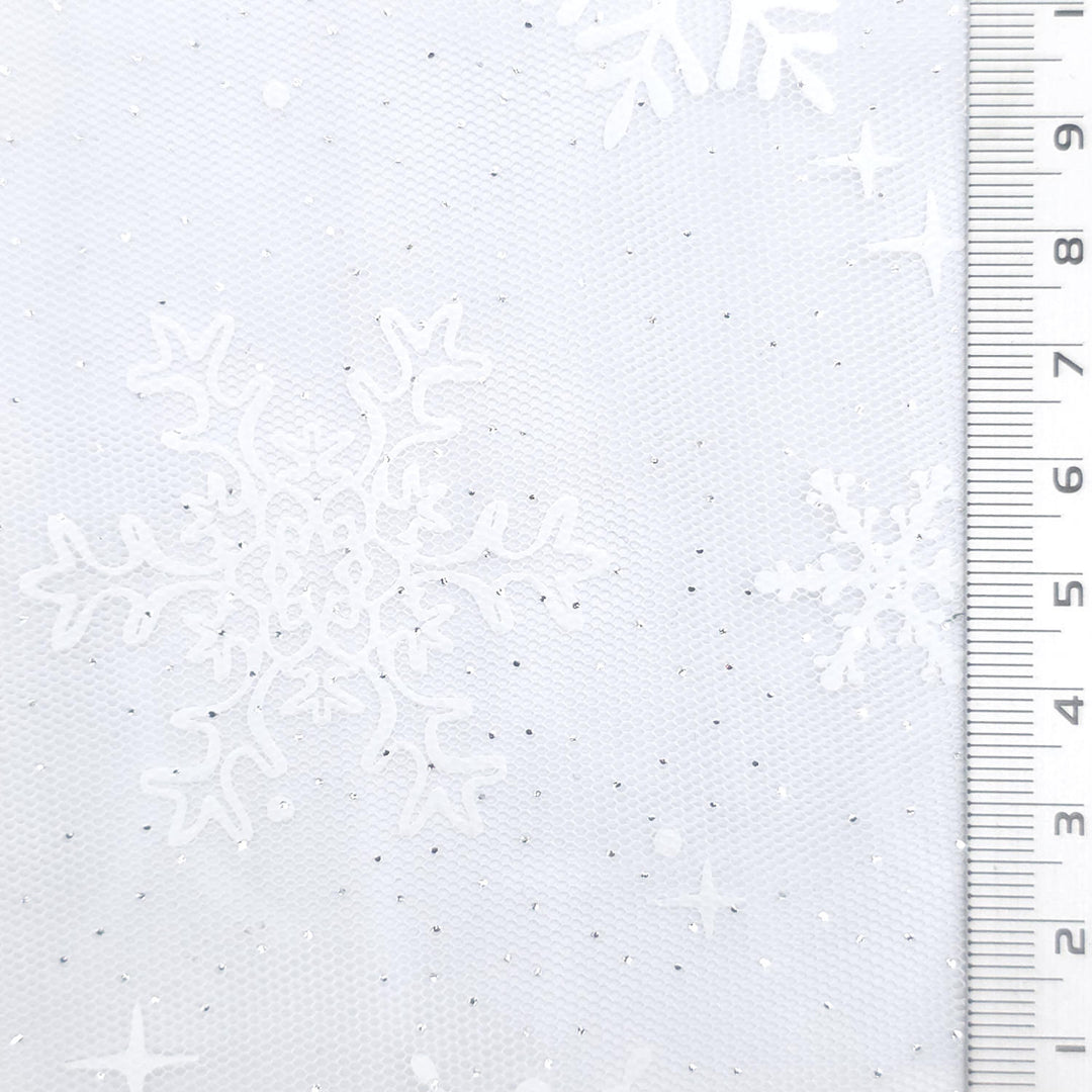 Snowflake Galaxy Polyester Knit Fabric - FAB1950 - White