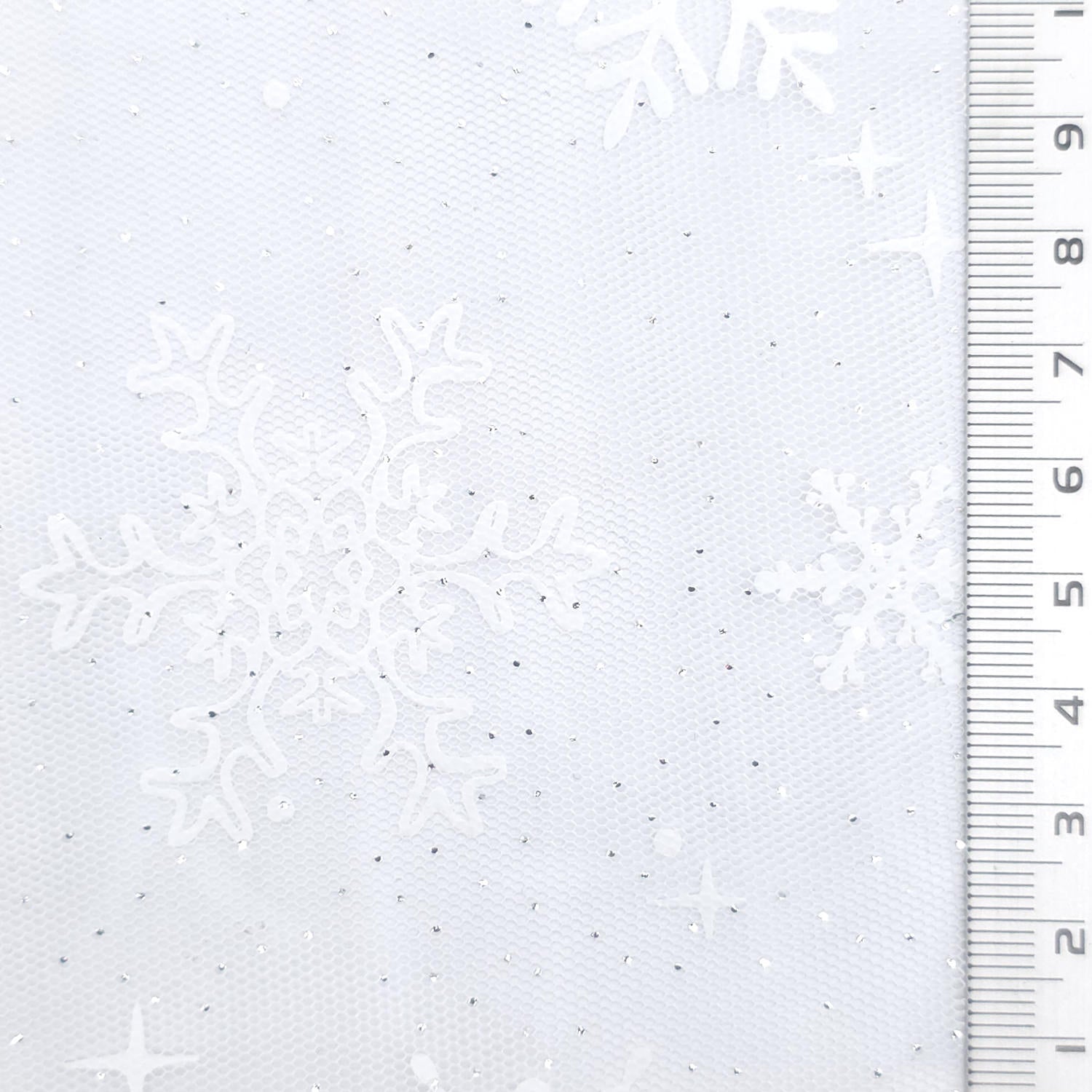 Snowflake Galaxy Polyester Knit Fabric - FAB1950 - White