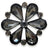 18~23mm Gunmetal Rhinestone Flower Button, Dark Crystal Design, Dramatic Accent - FBTN235 - Black / 18mm-Black / 23mm 