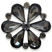 18~23mm Gunmetal Rhinestone Flower Button, Dark Crystal Design, Dramatic Accent - FBTN235 - Black / 18mm-Black / 23mm 
