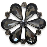 18~23mm Gunmetal Rhinestone Flower Button, Dark Crystal Design, Dramatic Accent - FBTN235 - Black / 18mm-Black / 23mm 