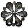 18~23mm Gunmetal Rhinestone Flower Button, Dark Crystal Design, Dramatic Accent - FBTN235 - Black / 18mm-Black / 23mm 