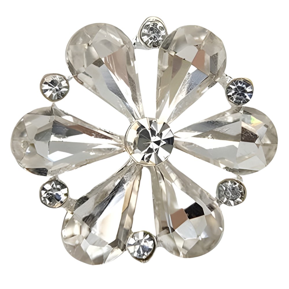 Silver / 18mm-Silver / 23mm - Brilliant Rhinestone Button, 18~23mm, Round, Silver, Pointed Crystals, DIY Jewelry & Craft Supply - FBTN234