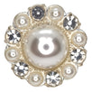 19mm Silver Pearl & Rhinestone Button, Floral Design, Bridal & Couture Detail - FBTN227 - Silver / 19mm 