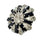 25mm Crystal Starburst Button, Black & Clear Rhinestones, Silver Setting - FBTN244 - Silver/Black / 25mm 