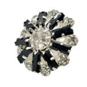 25mm Crystal Starburst Button, Black & Clear Rhinestones, Silver Setting - FBTN244 - Silver/Black / 25mm 