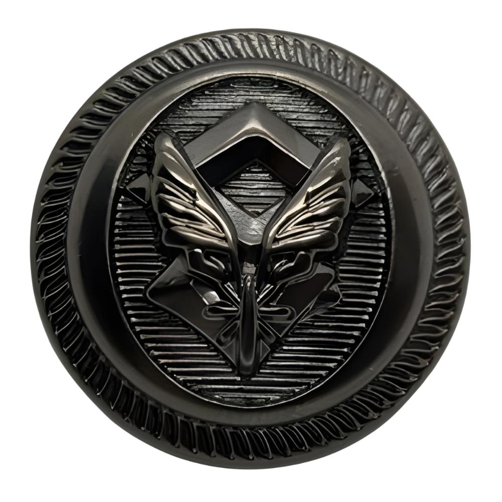 Nickel / 15mm-Nickel / 18mm-Nickel / 21mm-Nickel / 23mm-Nickel / 25mm - Black Nickel Geometric Button, 15~25mm, Cast Metal Shank, Semi - Gloss Finish - FBTN279