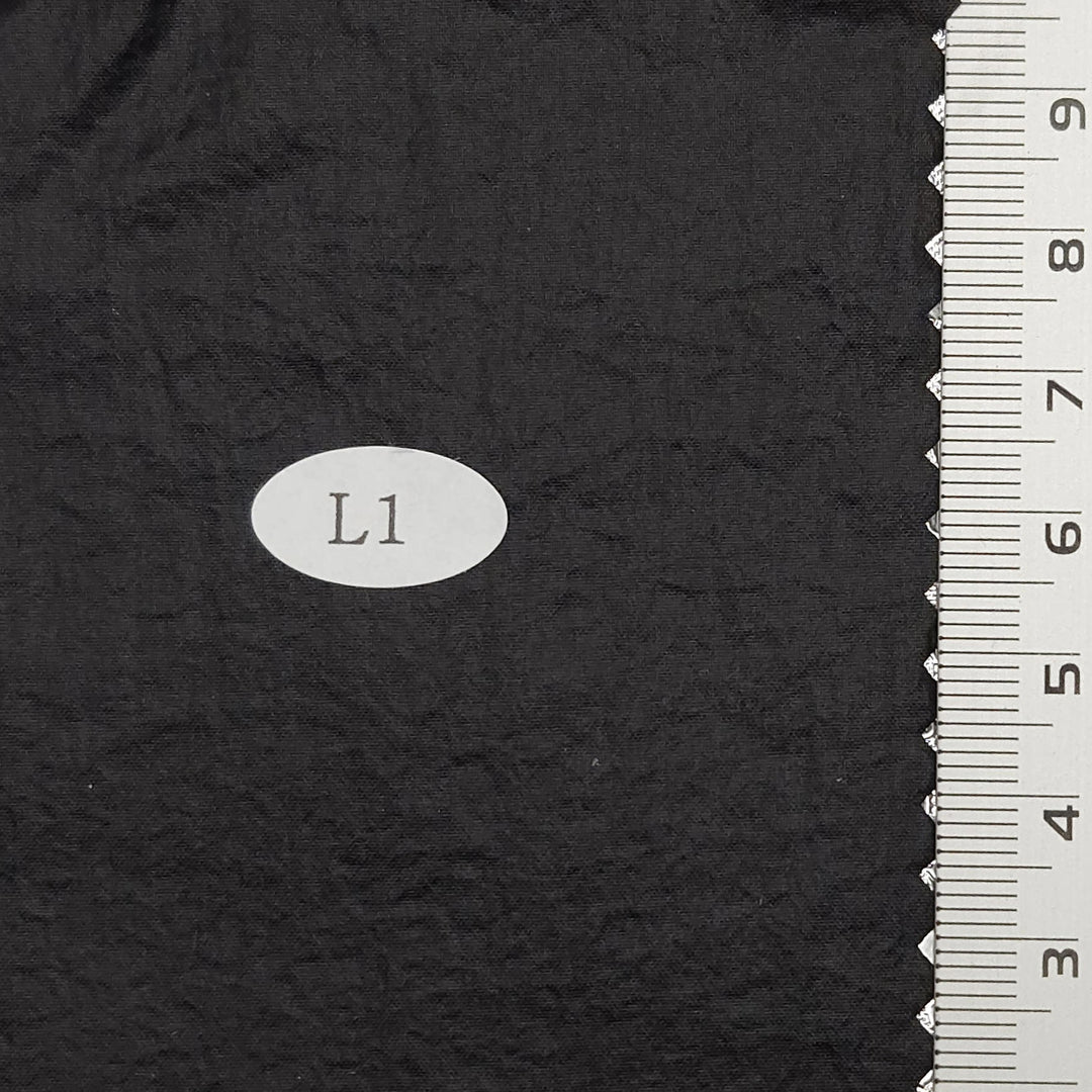 1.Black-2.Ironside Grey-3.Spun Pearl-4.Cotton Seed-5.Quill Grey - Solid Crinkled Nylon Woven Fabric - FAB 1702