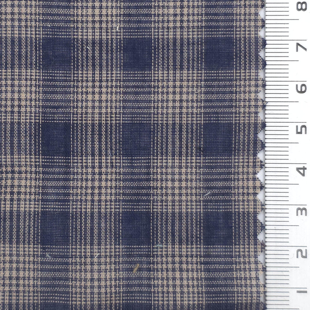 1: Dark Navy Blue-2: Steel Blue-3: White-4: Charcoal Grey-Swatch - Very Light Plaid Cotton Voile Woven Fabric - FAB 1937