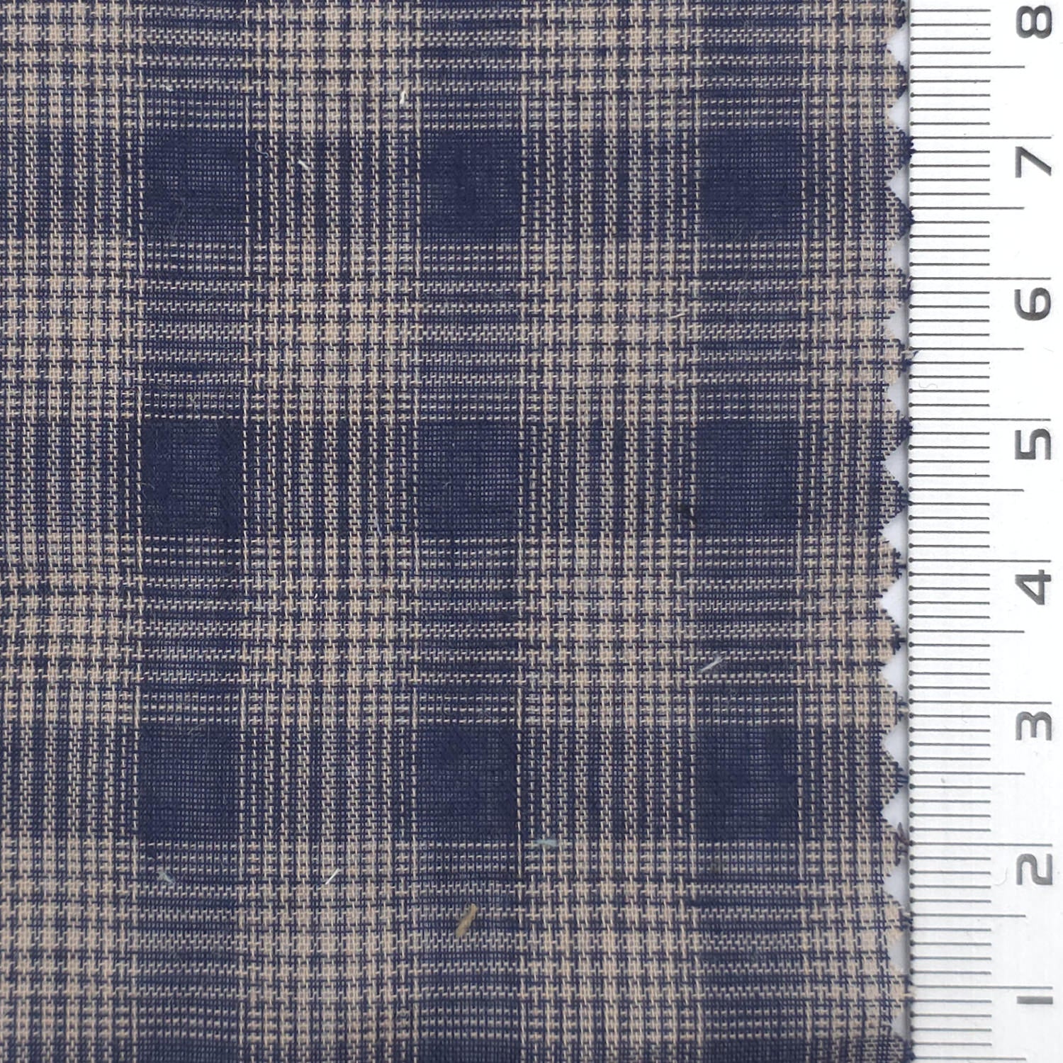 Dark Navy Blue - Very Light Plaid Cotton Voile Woven Fabric - FAB 1937