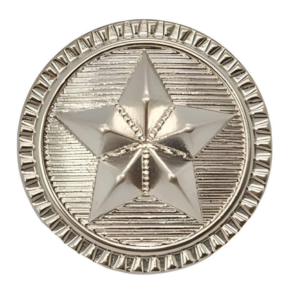 Nickel / 15mm-Nickel / 18mm-Nickel / 21mm-Nickel / 23mm-Nickel / 25mm - Classic Nickel Button, Star Design, 15~25mm, Cast Metal, Apparel & Craft - FBTN269