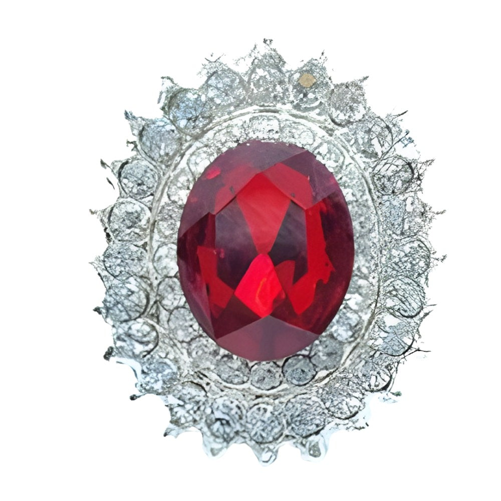 Red Crystal Oval Buttons, 20mm