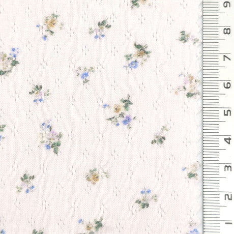 Slight Pink - Ditsy Floral Pointelle Cotton Knit Fabric - FAB1876