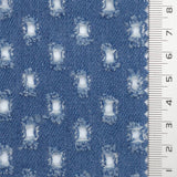 Medium Blue Punched Distressed Denim Cotton Woven Fabric - FAB1835