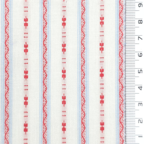 1: Black-2: Red-3: Blue-4: Tan-Swatch - Lightweight Textured Dobby Geometric Stripe Cotton Woven Fabric - FAB 1924