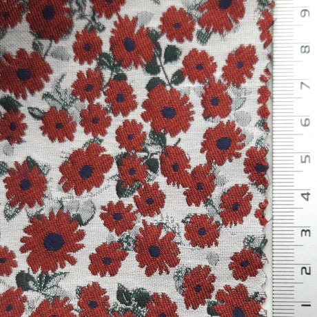 Floral Jacquard YarnDyed Polyester Woven Fabric - FAB1622 - 1.Pink-2.Red-3.Mint-4.Garnet-5.Navy 