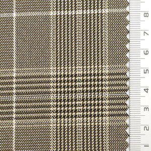 Glen Check YarnDyed Spandex Rayon Polyester Woven Fabric - FAB1769 - Olive green and Black plaid