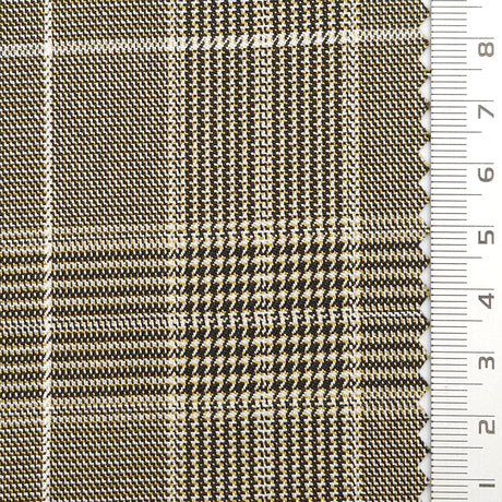 Glen Check YarnDyed Spandex Rayon Polyester Woven Fabric - FAB1769 - 1.Black and purple plaid-2.Olive green and Black plaid-3.Black and orange plaid-4.Light brown plaid-5.Black and blue plaid-6.Black and grey plaid 