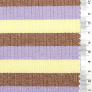 Stripe Rib YarnDyed Spandex Rayon Knit Fabric - FAB1780 - Lavender and brown