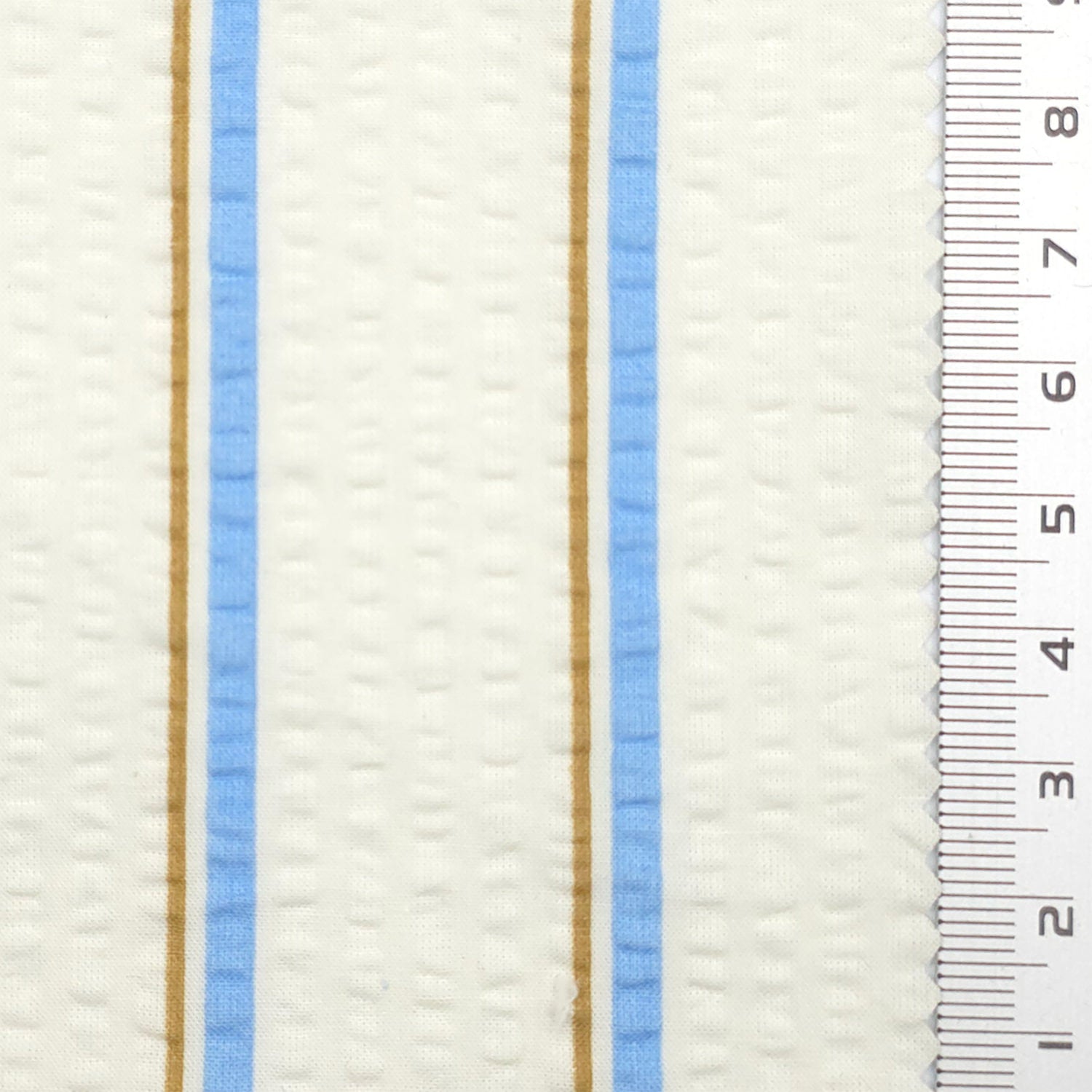 Stripe Textured Cotton Woven Fabric - FAB 1829 - 2.Cornflower Blue & Camel