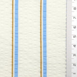 Cornflower Blue & Camel Stripe Textured Cotton Woven Fabric - FAB1829
