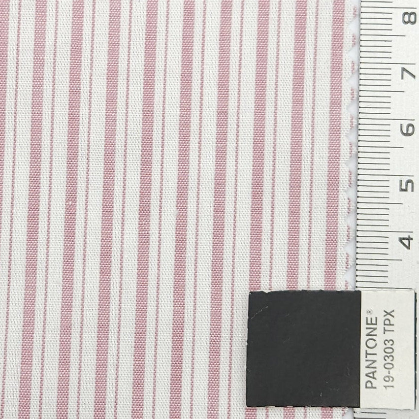1.Cream-2.Light Pink-3.Light Blue-4.Medium Blue-5.Black - Block Stripe YarnDyed Cotton Woven Fabric - FAB 1742