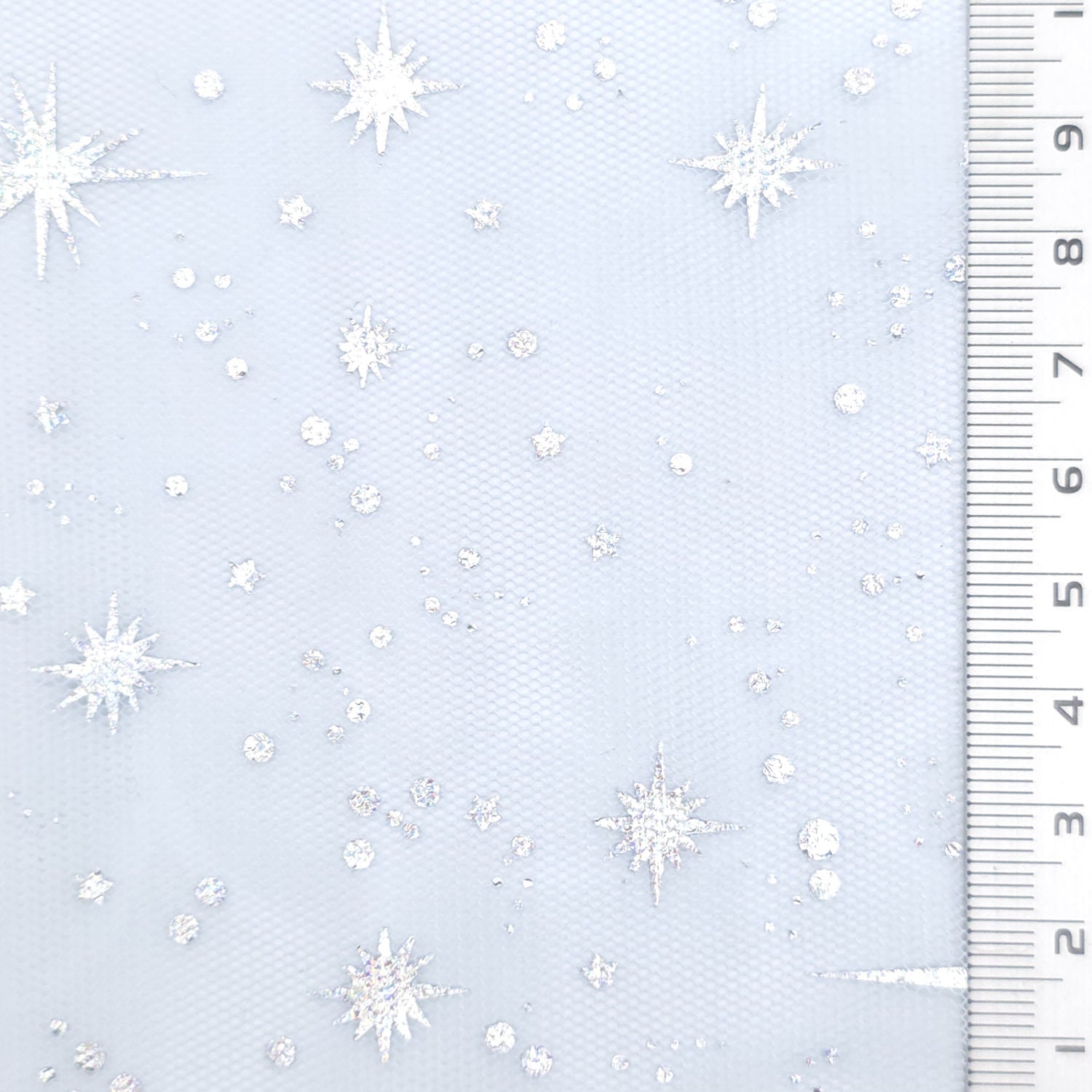 Star Foil Poly Knit Fabric - FAB1949 - Very Light Blue