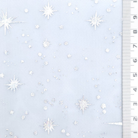 Star Foil Poly Knit Fabric - FAB1949 - Very Light Blue