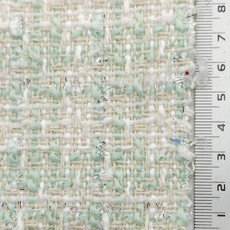 Solid Boucle Tweed Cotton Polyester Woven Fabric - FAB1620 - 1.Blue-2.Green-3.Pink-4.Black 