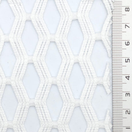 White Airy Zigzag Mesh Poly Knit Fabric - FAB1849