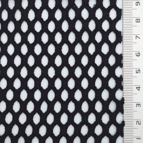 Black Structured Mesh Poly Knit Fabric - FAB1847
