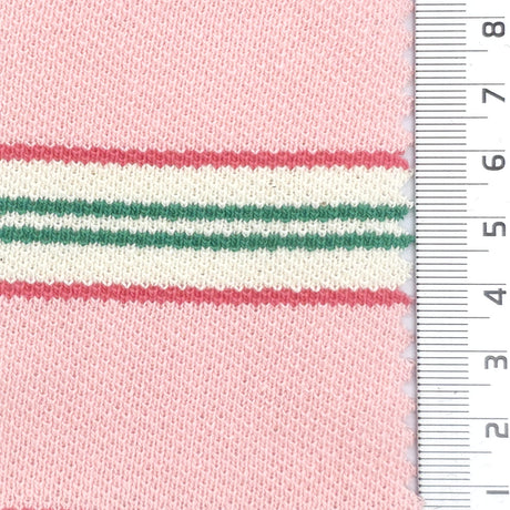 1: Light Blue-2: Light Pink-3: Cream-4: Light Gray-5: Rust - Textured Medium Weight Striped Pique Cotton Knit Fabric - FAB 1930