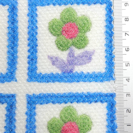 Jersey Square Flower Rayon Polyester Knit Fabric - FAB1614 - 1.Pink-2.Blue-3.Green-4.Purple 