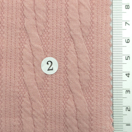 Dusty Pink - Cable Jacquard Poly Span Knit Fabric - FAB1857