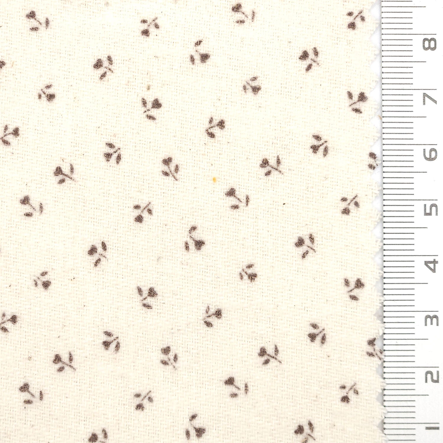 Scattered Floral Front Brushed Print Twill Cotton Woven Fabric - FAB 1748 - 2.Cream