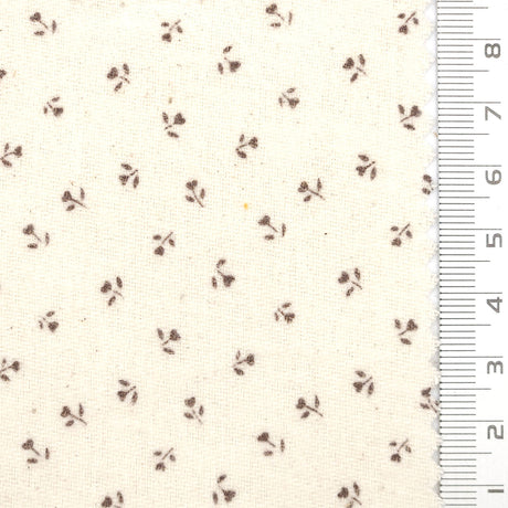 Scattered Floral Front Brushed Print Twill Cotton Woven Fabric - FAB1748 - 1.Yellow-2.Cream-3.Beige-4.Light gray-5.Rust-6.Olive-7.Navy blue-8.Black 
