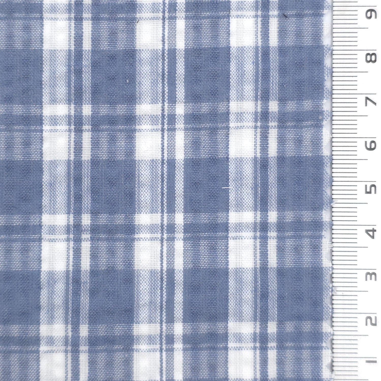 Blue - Lightweight Crisp Check Cotton Poly Shirting Woven Fabric - FAB 1925