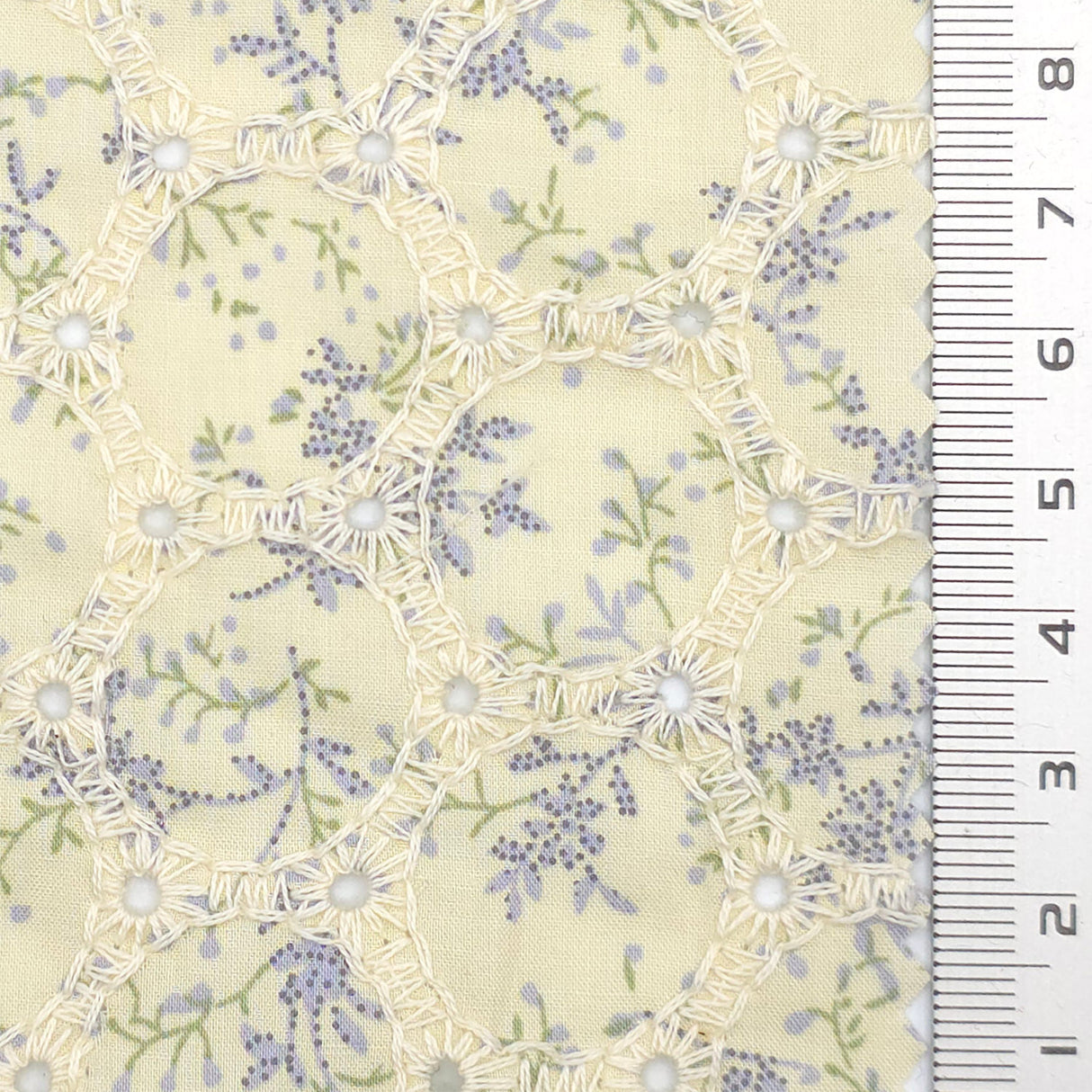 Print Leaf Embroidery Cotton Woven Fabric - FAB1821 - Beige