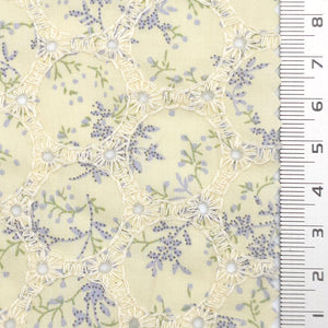 Print Leaf Embroidery Cotton Woven Fabric - FAB1821 - Beige