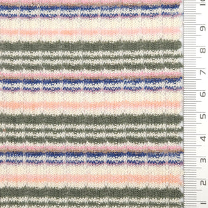 Stripe Rib YarnDyed Cotton Knit Fabric - FAB1777 - Green