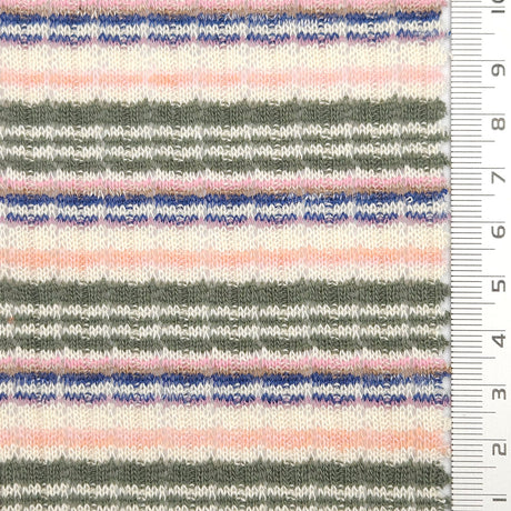 Stripe Rib YarnDyed Cotton Knit Fabric - FAB1777 - 1.Red-2.Green-3.Pink-4.Light blue-5.Black 