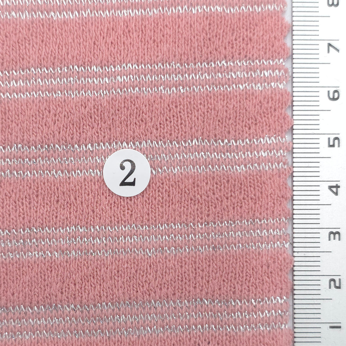 Light Pink - Metallic Stripe Knit Acry Metal Fabric - FAB1858
